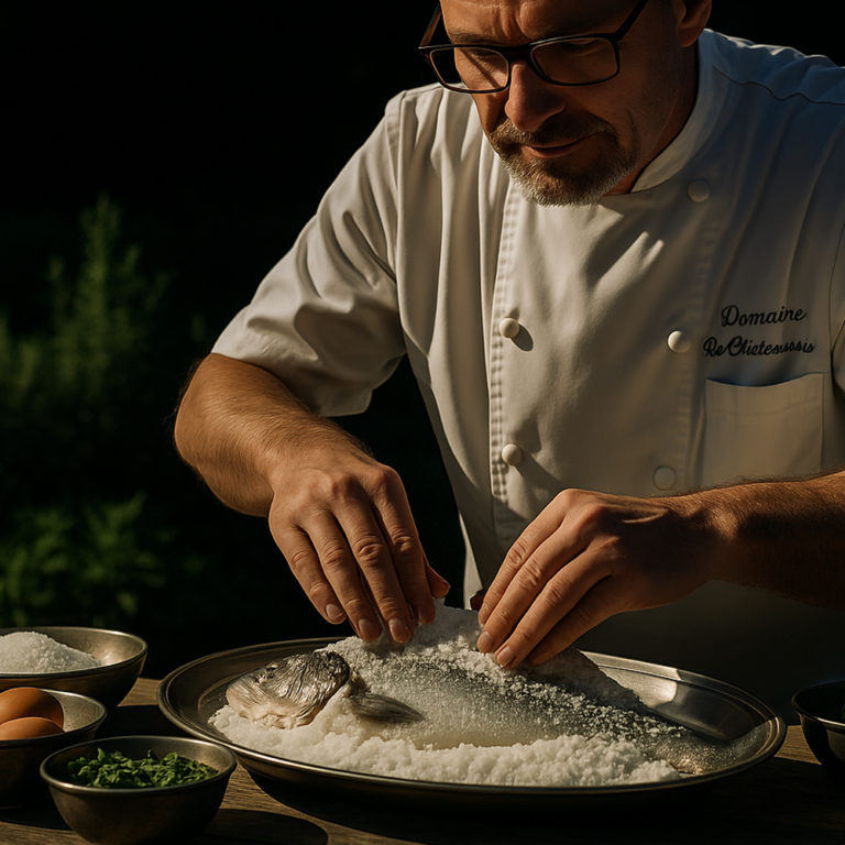 Bar de ligne en croûte de sel aux herbes